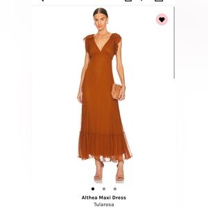 Tularosa golden spice Althea maxi dress , ruffle sleeve and bottom. Size medium